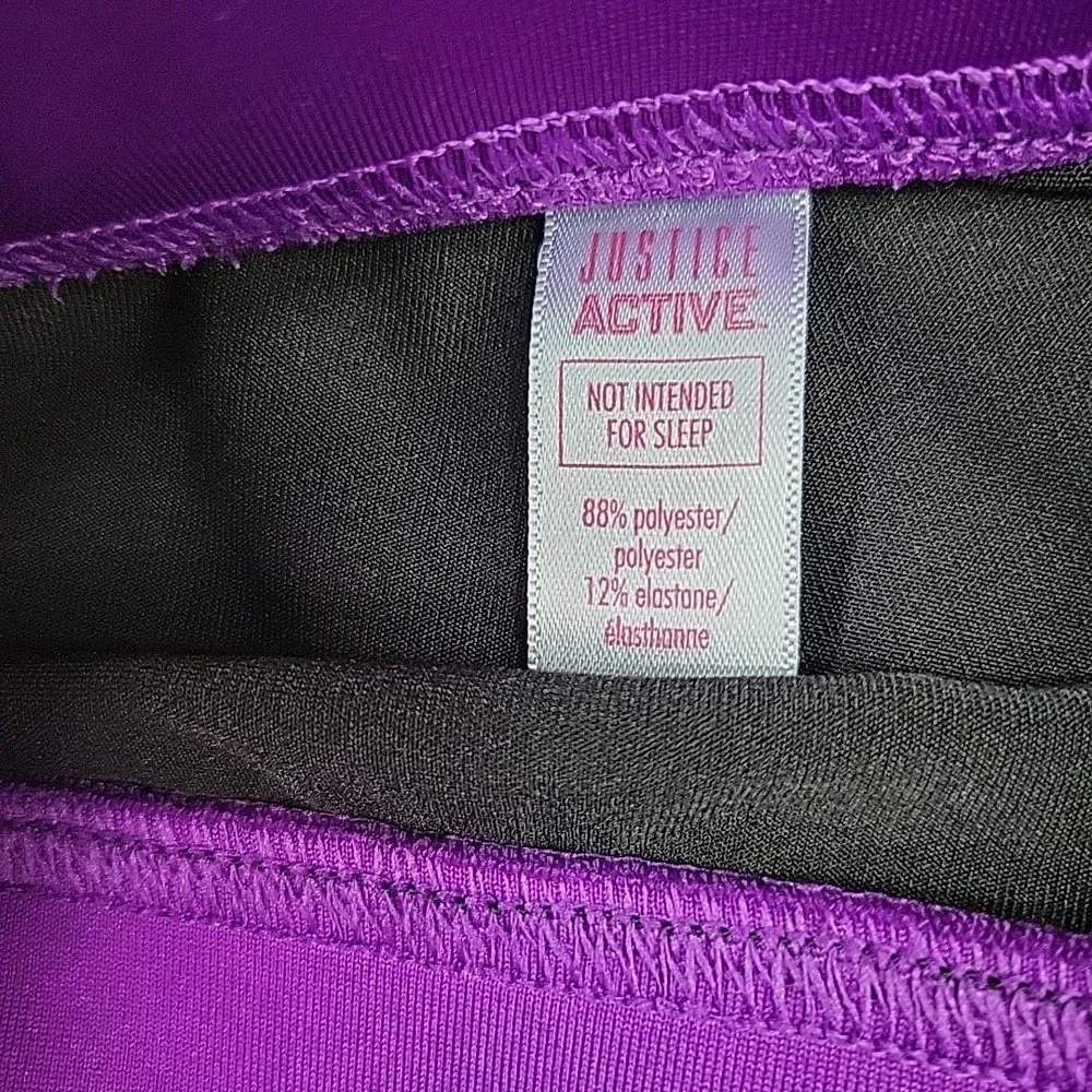 Justice Girls Leggings Yoga Pants Size 8 Workout Active Wear Purple/Black Preppy